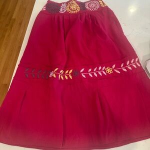 Pink Embellished A-Line Midi Skirt Mexican